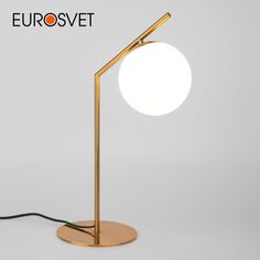 Настольная лампа со стеклянным плафоном Eurosvet 01082/1 латунь
