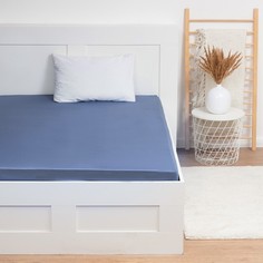 Простыня на резинке Blue lake 160х200х25 см, 100% хлопок, мако-сатин, 114г/м2 Этель