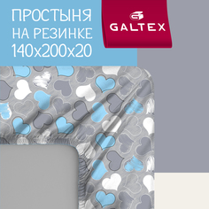 Простыня Галтекс Нежность на резинке поплин 140х200 Романтика голубой Galtex