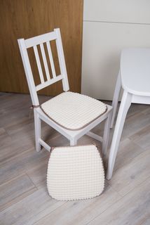 Подушка на стул Linen Way 38х40 см кремовая из плюша, 2 шт