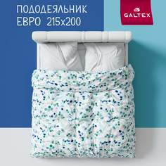 Пододеяльник Евро GALTEX Комфорт бязь Эвкалипт синий