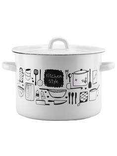 Кастрюля эмалированная Kitchen, с крышкой, 4,5 л Эмаль
