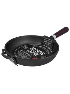 Сковорода глубокая MY REAL IRON COOK чугунная с деревянной ручкой 24 см