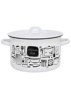 Кастрюля эмалированная Kitchen, с крышкой, 3 л Эмаль