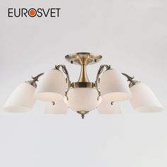 Потолочная люстра на 6 стеклянных плафонов Eurosvet Ariele 22010/6+2 Е27 античная бронза