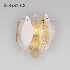 Бра без выключателя на корпусе на три рожка Bogates Leaf 369/3 Е14 золото