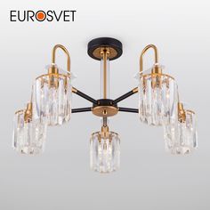 Потолочная люстра на 5 хрустальных плафонов Eurosvet Tenia70090/5 Е14 черный