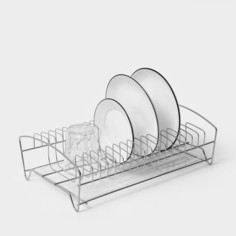 Сушилка для посуды с поддоном, 39x25x12 см, цвет хром No Brand
