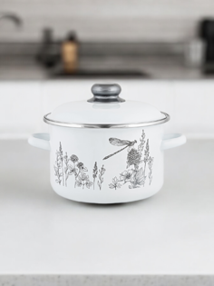 Кастрюля эмалированная Appetite FLORA-2, с крышкой, 5,5 л