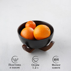 Миска фарфоровая Magistro Галактика, 1,2 л, 18x18x8,5 см, цвет черный