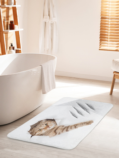 Коврик для ванной туалета душа JoyArty "Кот с царапиной", bath_31202_60x100