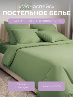 Комплект постельного белья 2 спальный Ecotex Моноспейс, зеленый