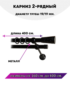 Карниз металлический Lux Decor Египет двухрядный Черный матовый, 4 м