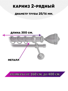 Карниз металлический Lux Decor двухрядный Рим 3 м