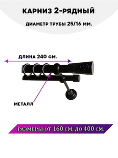 Карниз металлический Lux Decor Египет двухрядный Черный матовый, 2,4 м