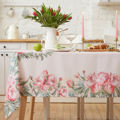 Скатерть Доляна Рeonies flowers 145х180 +- 3 см