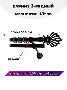Карниз металлический Lux Decor Атлантида двухрядный Черный матовый, 3 м