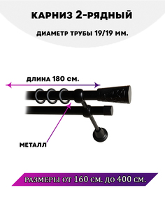 Карниз металлический Lux Decor Египет двухрядный Черный матовый, 1,8 м