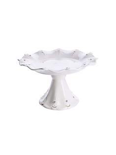 Фруктовница блюдо на ножке Loraine, фарфоровая, 22,5x11 см, белая