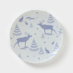 Тарелка фарфоровая «Зимний лес», d=20 см, цвет белый Добрушский фарфоровый завод