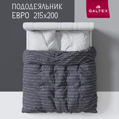 Пододеяльник Galtex Нежность евро 200х215 поплин Позитив темно-серый