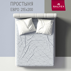 Простыня Галтекс евро 200х215 см. Нежность поплин Линеар светло-серый Galtex