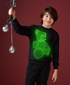 Свитшот со спущенным рукавом и манжетами черный Button Blue