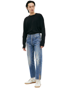 Синие джинсы с эффектом краски Visvim