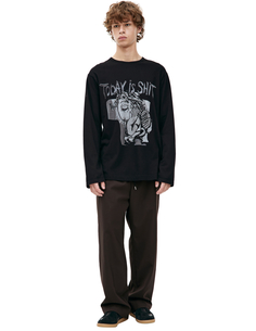 Черный лонгслив с принтом Yohji Yamamoto