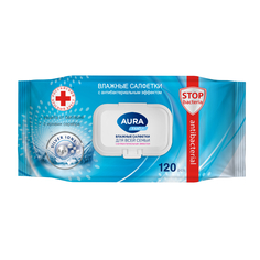 Влажные салфетки Aura Антибактериальные 120 шт