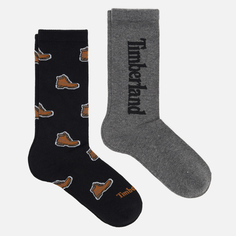 Комплект носков Timberland 2-Pack All Over Print, цвет чёрный, размер 43-45 EU