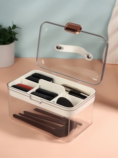 Органайзер для хранения, с ручкой, 2 секции, 27 × 17 × 13,5 см, цвет белый/прозрачный Queen Fair