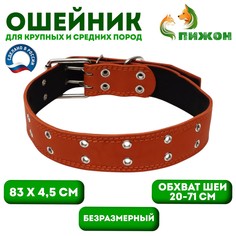 Ошейник кожаный на синтепоне, безразмерный, 83 х 4.5 см, ош 20-71 см, оранжевый Пижон