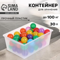 Контейнер универсальный для хранения с крышкой, объем 30л, цвет прозрачно-матовый Solomon