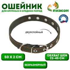 Ошейник брезентовый безразмерный двухслойный, 50 х 2 см, ош 22-45 см Пижон