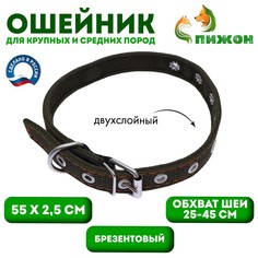 Ошейник брезентовый безразмерный двухслойный, 55 х 2,5 см, ош 25-45 см Пижон