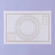 Коврик для выпечки и раскатки теста с разметкой, армированный, силикон, 42×29,5 см, белый No Brand