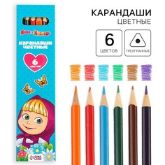 Цветные карандаши, 6 цветов, трехгранные, маша и медведь Art Fox Study