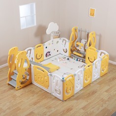 Манеж SUPREME Music 200x200 Yellow с качелями Unix Kids