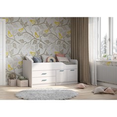 Кровать с ящиками и тумбой каприз 16, 1640х842х800, с/м 800*1600, анкор белый No Brand