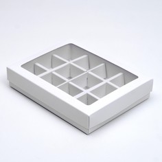 Коробка для конфет, 12 шт, белая, 19 х 15 х 3,5 см, набор 5 шт. No Brand