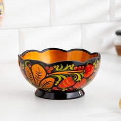 Салатник, резной, 15-16×7 см, хохлома No Brand