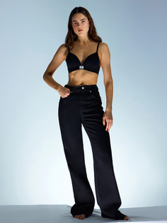 Брюки женские джинсовые wide leg fit в черном цвете Mark Formelle