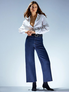 Брюки женские джинсовые wide leg fit в темно-синем цвете Mark Formelle