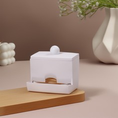 Органайзер для ватных палочек, с крышкой, 9×6.5×7.5 см, белый Queen Fair