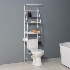 Стеллаж над унитазом со штангой для сушки, 47×25×175 см, цвет белый Доляна