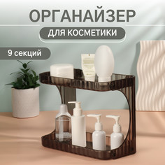 Органайзер для хранения, 2 секции, 28×14.5×21.5 см, черный, полупрозрачный Queen Fair