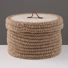 Корзина с крышкой, 20 х 16 см, джут No Brand