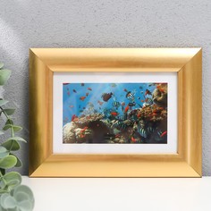Фоторамка пластик 10х15 см 742 золото (пластиковый экран) No Brand