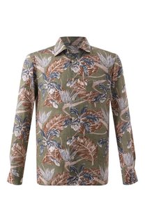 Рубашка из хлопка и льна Kiton